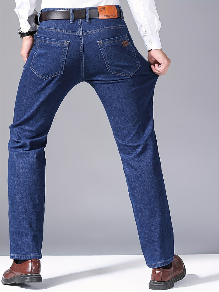 Regular Fit Jeans, Men's Casual Street Style Straight Leg Slightly Stretch Denim Pants For Spring Summer, Bottoms For Men, Gift For Men
