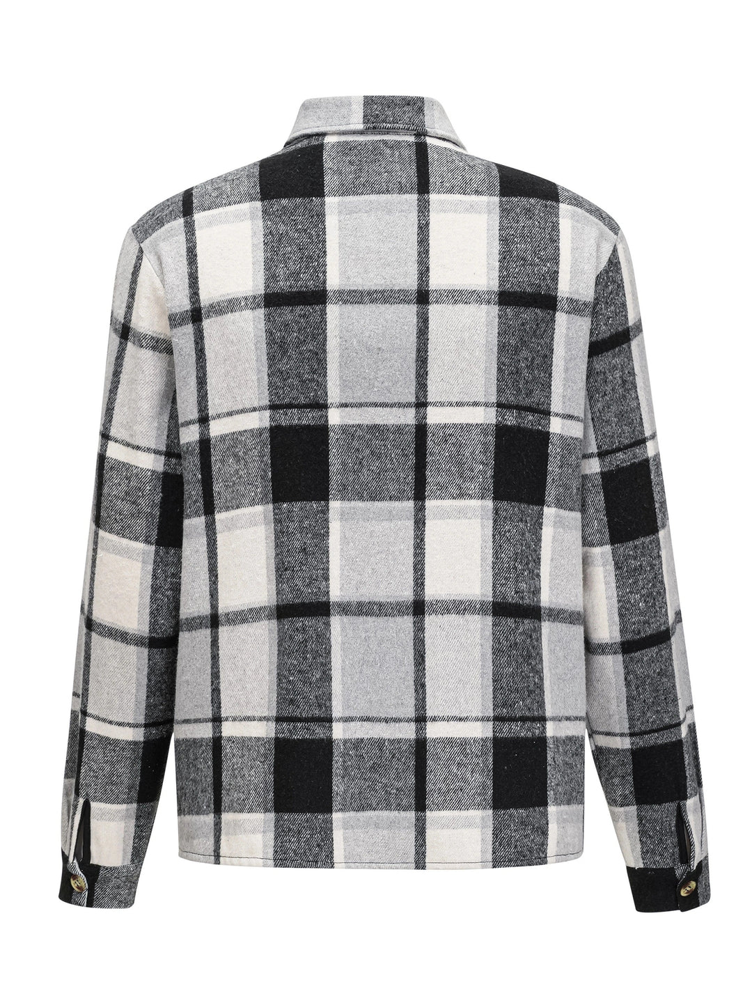 Retro Plaid Pattern Men's Casual Long Sleeve Lapel Shirt Jacket With Pocket Design, Fall Winter Outwear For Men