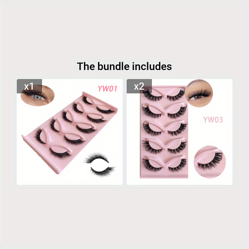 5 Pairs Cat Eye Fox Eye Imitation Mink False Eyelashes Sexy Lashes Extension Makeup