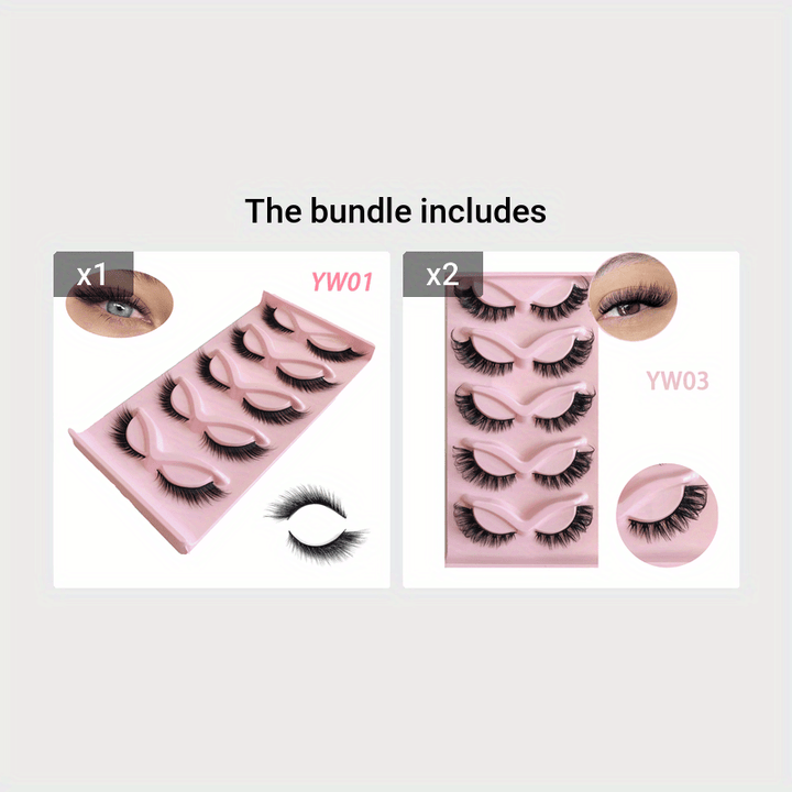 5 Pairs Cat Eye Fox Eye Imitation Mink False Eyelashes Sexy Lashes Extension Makeup