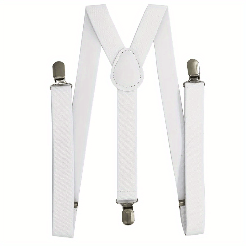 Solid Color Men's And Women's Three-clip Elastic Suspenders