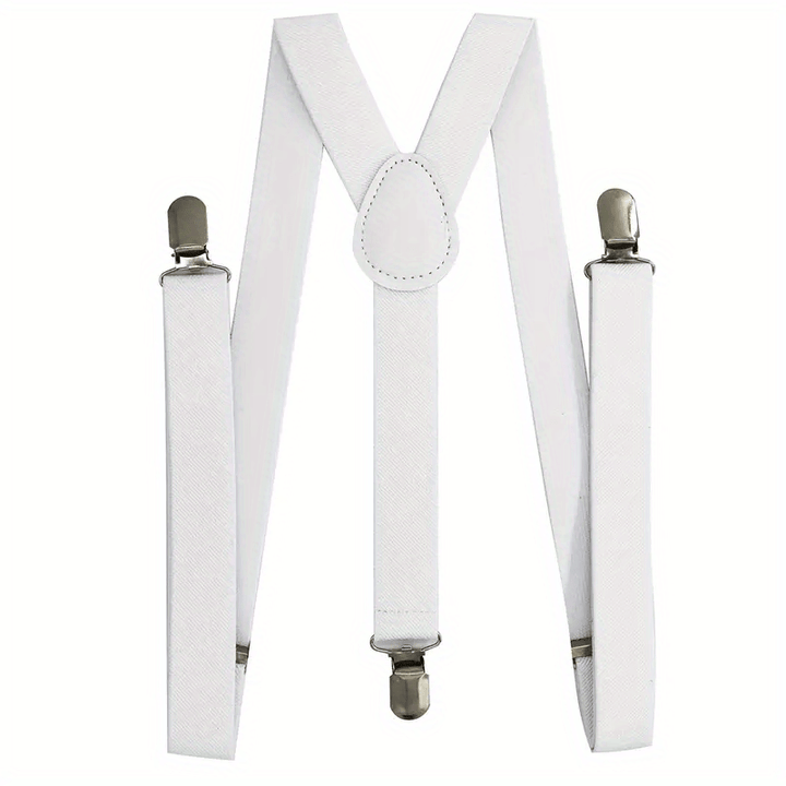 Solid Color Men's And Women's Three-clip Elastic Suspenders