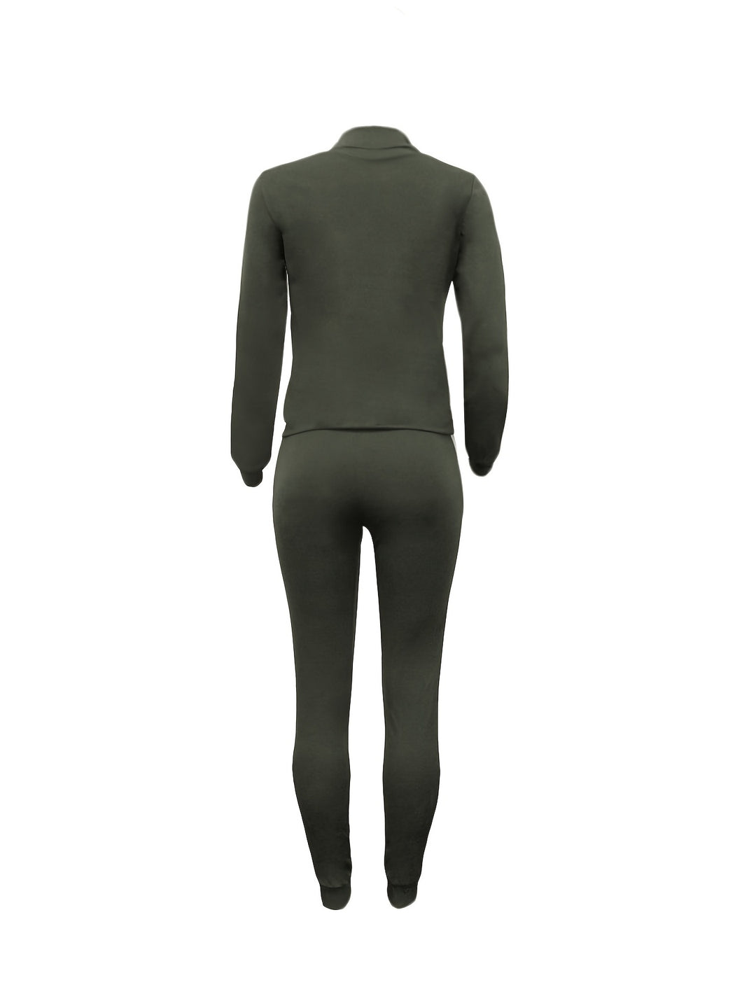 Striped Graphic 2 Piece Tracksuit Outfits, Casual Turtleneck Pullover Shirt & Sweatpants, Women's Clothing