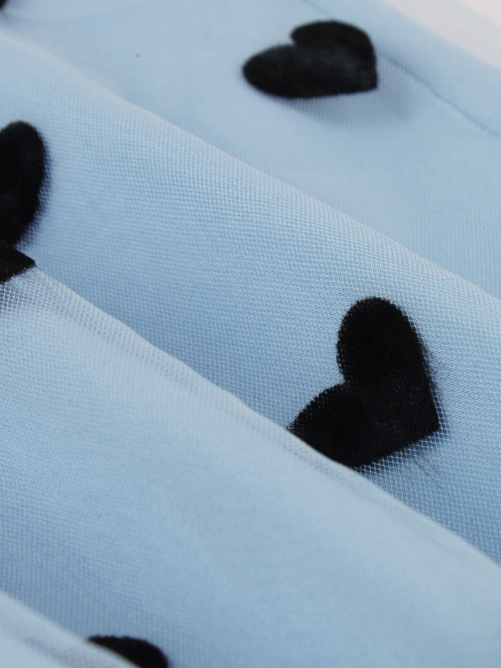 Plus Size Elegant Skirt, Women's Plus Layered Heart Mesh Elastic Waist High Rise Slight Stretch A-line Skirt