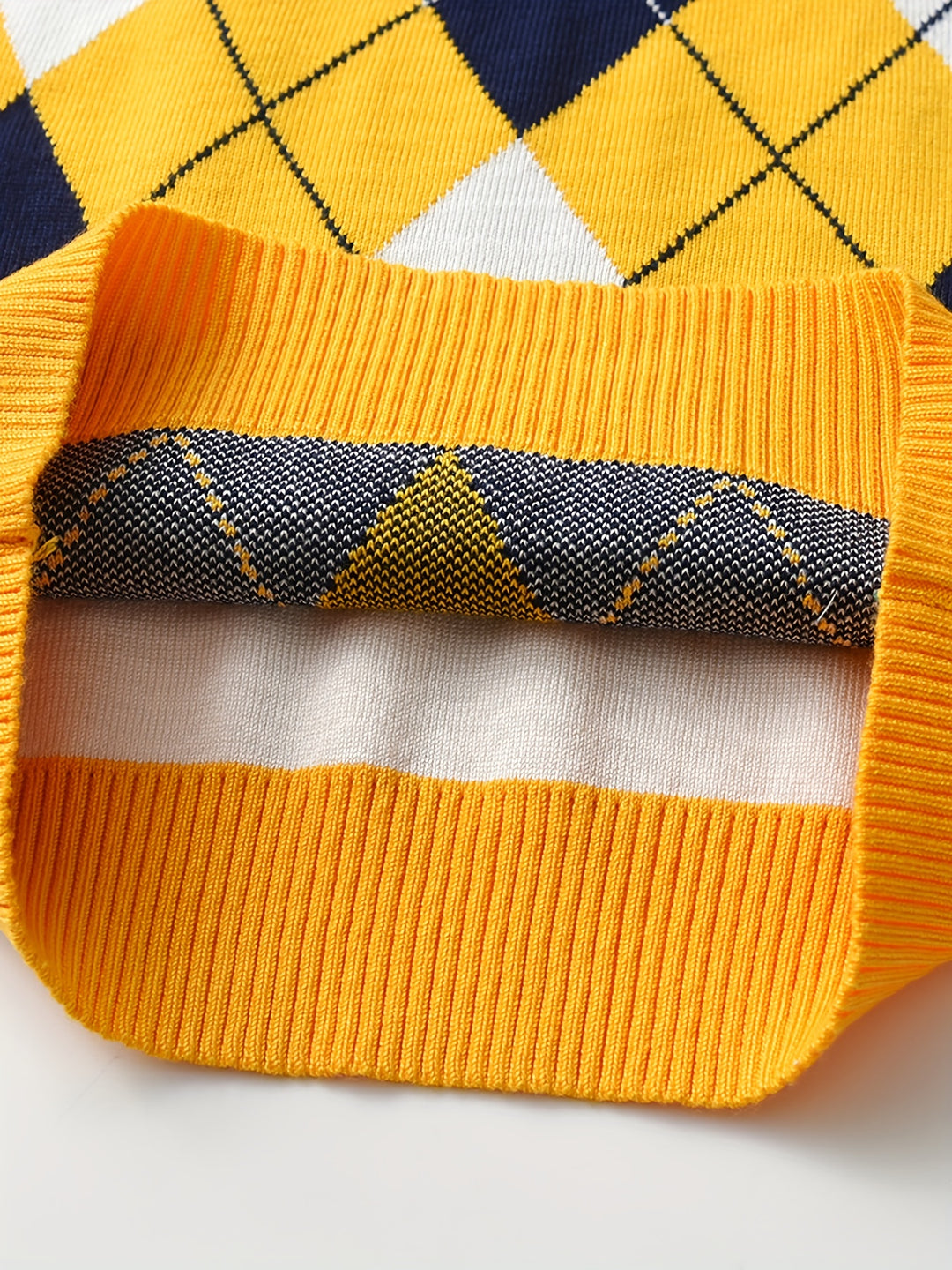 Boys Argyle Pattern Sweater Round Neck Long Sleeve Stretch Warm Knit Pullover Top Kids Clothes Outdoor