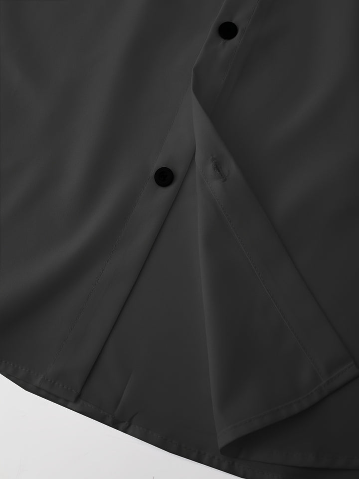 Simple Print Men's All-match Casual Long Sleeve Lapel Shirt, Spring Fall