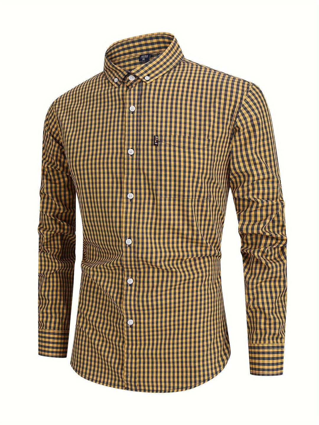 Men's Stylish Checkered Pattern Shirt, Casual Breathable Lapel Button Up Long Sleeve Shirt Top For City Walk Street Hanging Outdoor Activities
