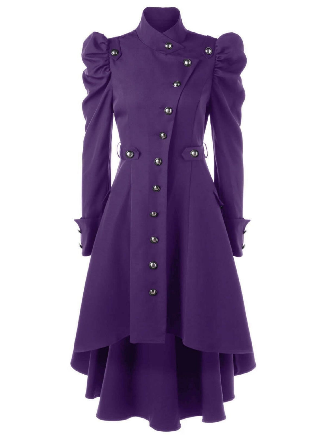 Solid Double Breasted Pea Coat, Belted Buckle Spring Mid-Long Lapel Outerwear, Women's Clothing