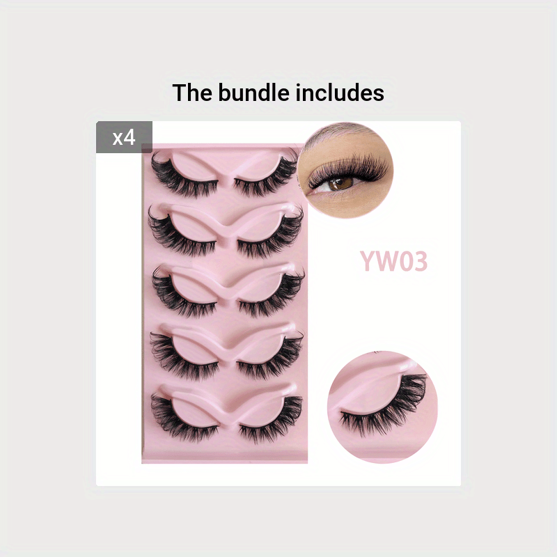 5 Pairs Cat Eye Fox Eye Imitation Mink False Eyelashes Sexy Lashes Extension Makeup