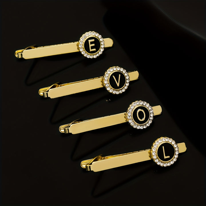 Men's Tie Clip Zirconia Initial Letter Lapel Clip Tie Clip Tie Accessories