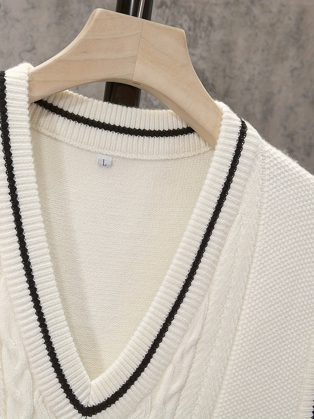Casual Sleeveless V-Neck Sweaters, Men's Vertical Stripe Knit Vest