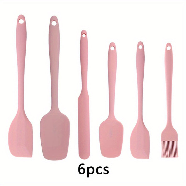 5pcs/6pcs, Large and Small Silicone Spatulas, Oil Brush, and Long Macaron Spatula - Essential Baking Supplies for Cakes, Cheese, and More