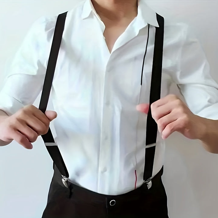 Solid Color Men's And Women's Three-clip Elastic Suspenders