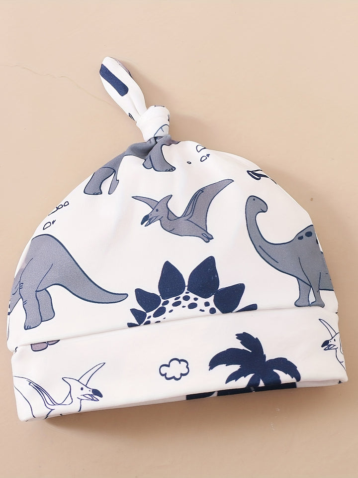 Infant Baby Boy's Cotton Casual Three-piece Set, Dinosaur Letter Print Romper  + Trousers + Hat