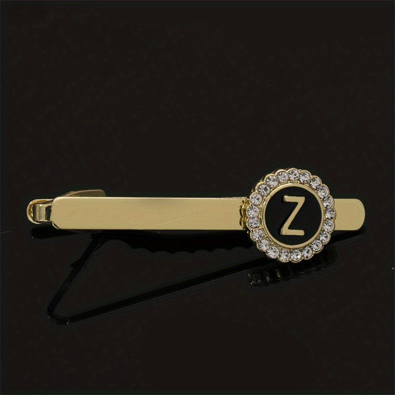 Men's Tie Clip Zirconia Initial Letter Lapel Clip Tie Clip Tie Accessories