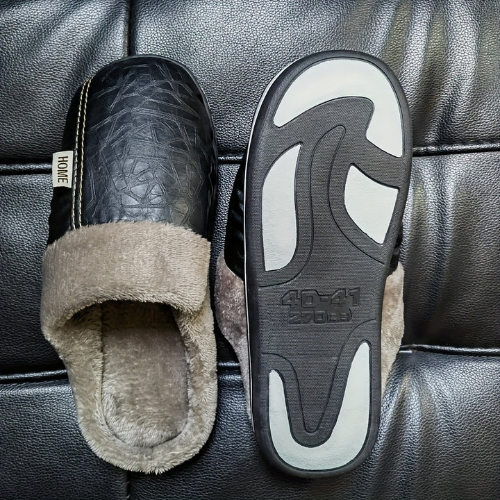 Men's Slippers Home Winter Indoor Warm Shoes Thick Bottom Plush Waterproof House Slippers Classic Men Cotton Shoes