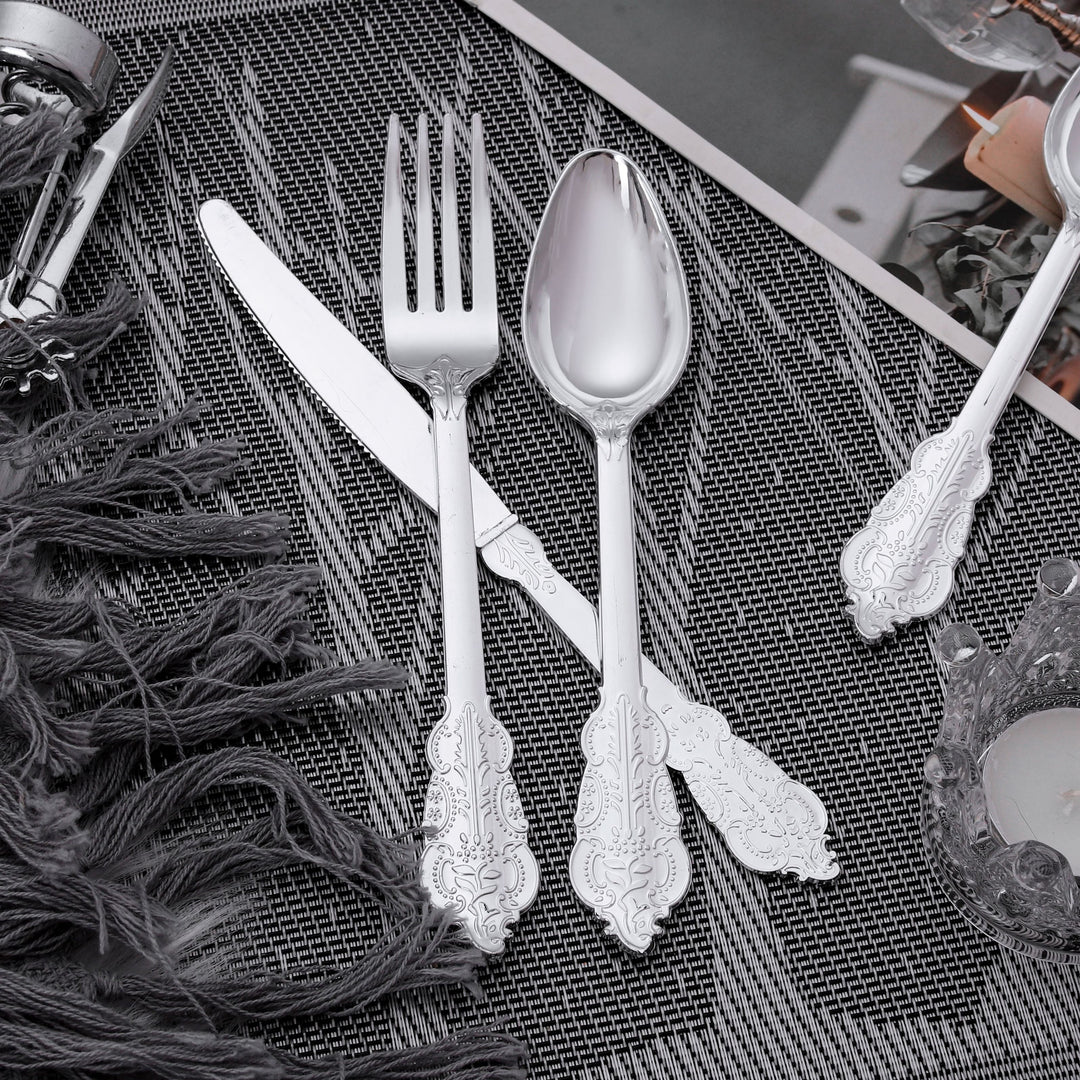 30pcs, Silvery Plastic Silverware, Silvery Plastic Tableware Including 10 Silvery Plastic Forks, 10 Spoons And 10 Knives, Premium Silver Disposable Cutlery Set For Parties, Holidays, Weddings, Hand Washable And Reusable