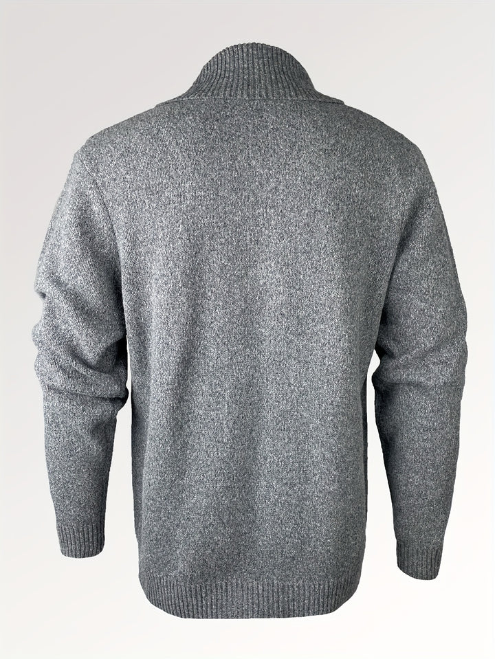 Men's Shawl Collar Cardigan Double Breasted Sweater, Plain Regular Fit Casual Knitted Sweater
