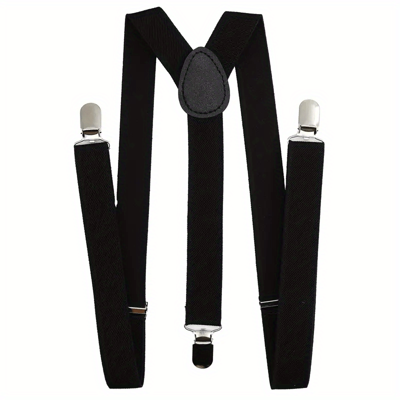 Solid Color Men's And Women's Three-clip Elastic Suspenders