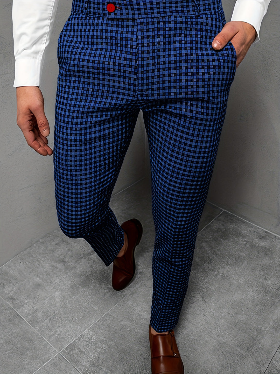 New Men's Plaid Casual Pants Business Social Suit Pants