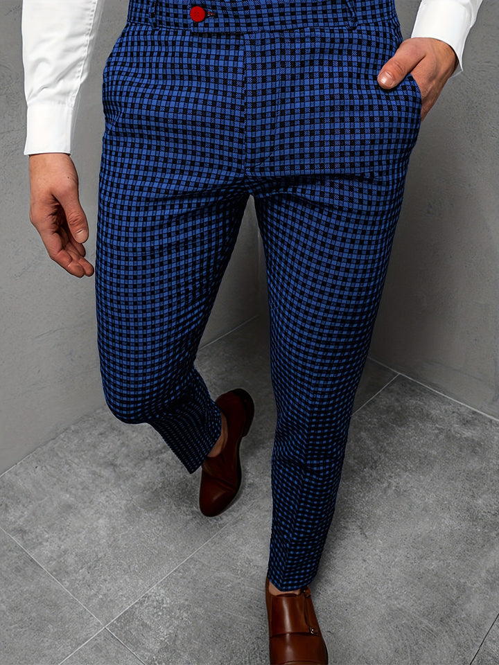 New Men's Plaid Casual Pants Business Social Suit Pants