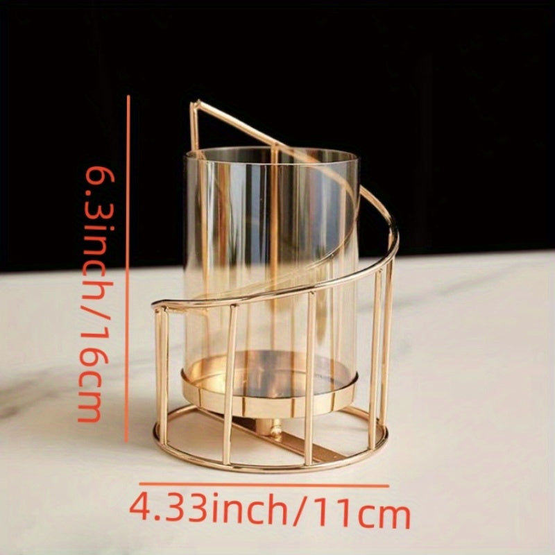 1pcs Golden Metal Wire Candle Holder for Home Decor and Table Centerpieces - Spiral Design for Tea Light Candles and Tree Candles