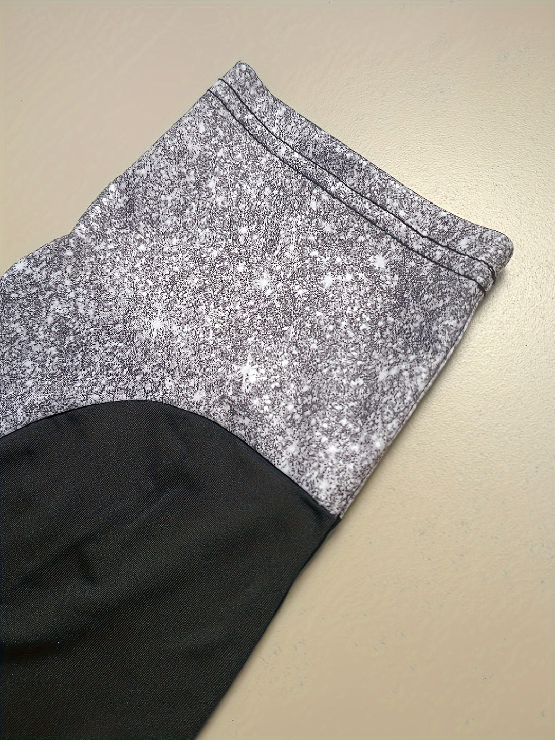 Plus Size Casual Outfits Set, Women's Plus Sequin Tape Cold One Shoulder Asymmetrical Hem Top & Pants Outfits 2 Piece Set