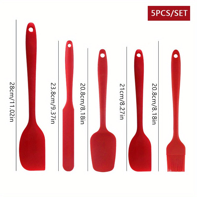 5pcs/6pcs, Large and Small Silicone Spatulas, Oil Brush, and Long Macaron Spatula - Essential Baking Supplies for Cakes, Cheese, and More