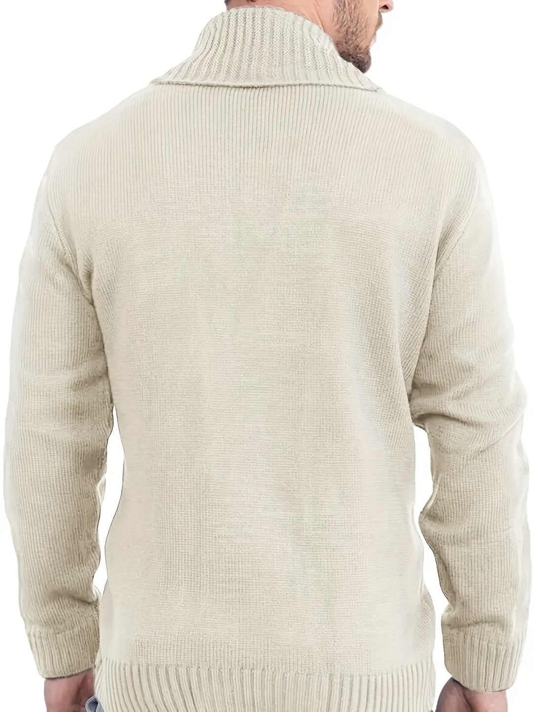 Men's Shawl Collar Cardigan Double Breasted Sweater, Plain Regular Fit Casual Knitted Sweater