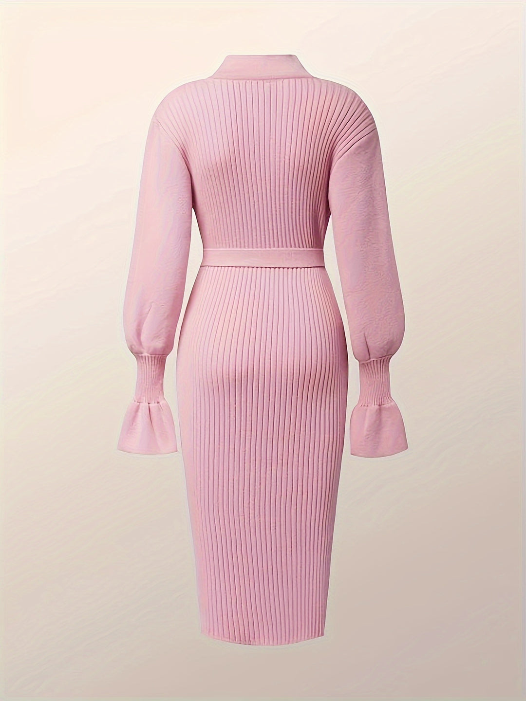 Solid Mock Neck Bodycon Sweater Dress, Elegant Long Sleeve Midi Sweater, Women's Clothing
