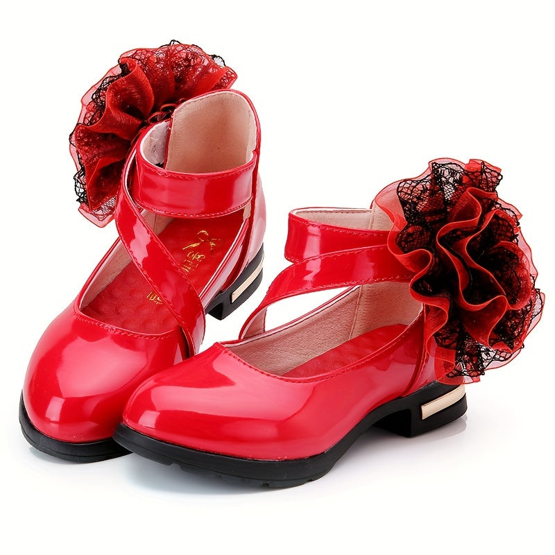 Trendy Elegant Flower Mary Jane Shoes For Girls, Breathable Anti-slip Dress Shoes For Performance Party, Spring And Summer