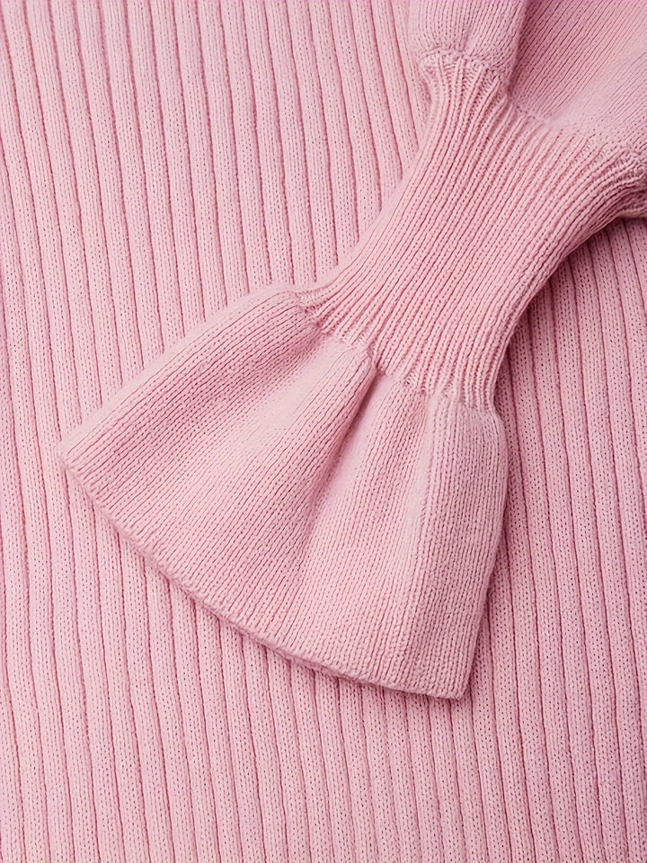 Solid Mock Neck Bodycon Sweater Dress, Elegant Long Sleeve Midi Sweater, Women's Clothing