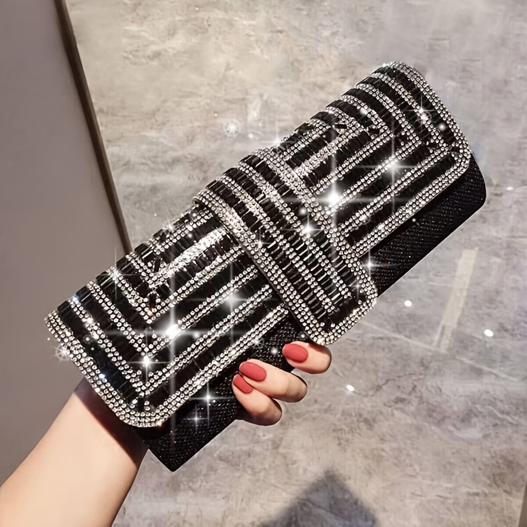Rhinestone Evening Clutch Bag For Women, Fashion Envelope Clutch Prom Purse, Shiny Crystal Cocktail Party Bag