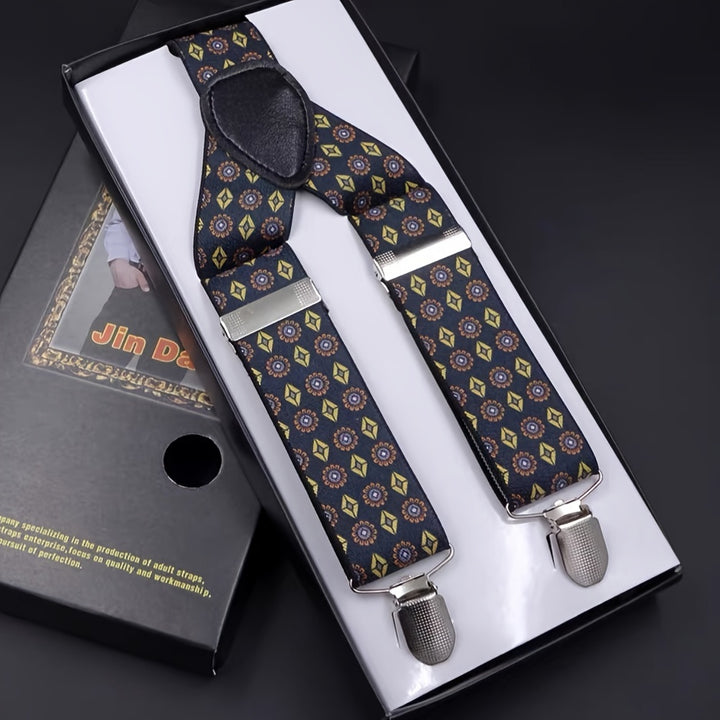 Men's Plaid Three-clip Suspenders, Trousers Elastic Suspenders, For Boyfriend And Husband Gifts