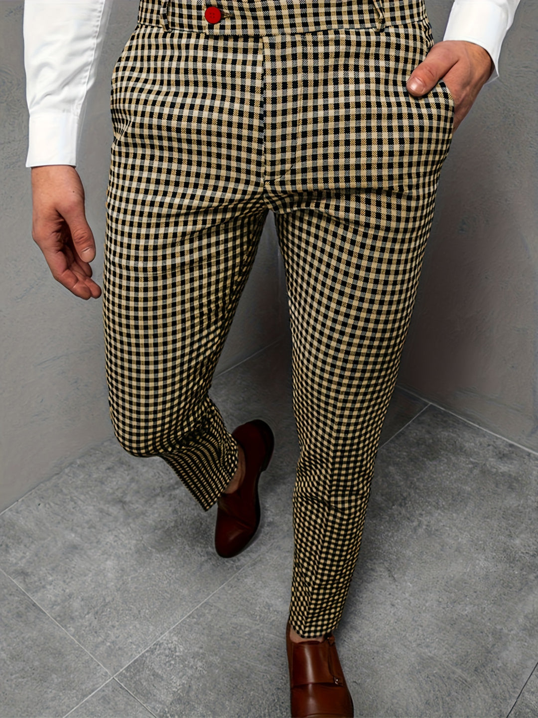 New Men's Plaid Casual Pants Business Social Suit Pants