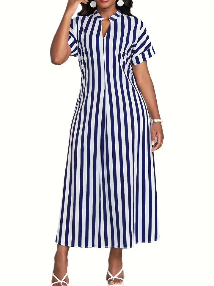 Effortlessly Chic: Striped V Neck Dress for Women - Perfect for Spring & Summer