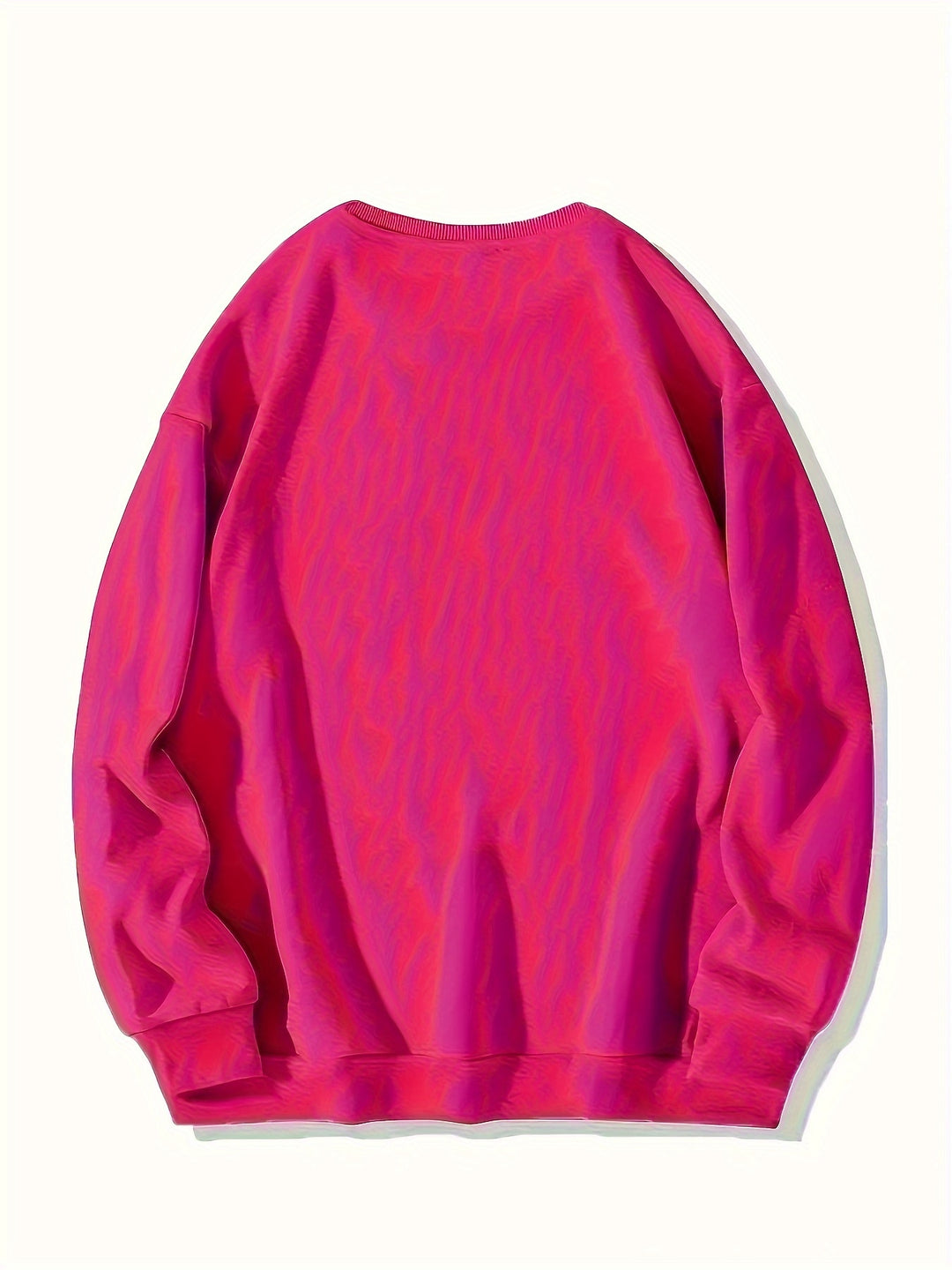 Plus Size Heart & Letter Print Sweatshirt, Casual Long Sleeve Crew Neck Sweatshirt, Women's Plus Size Clothing