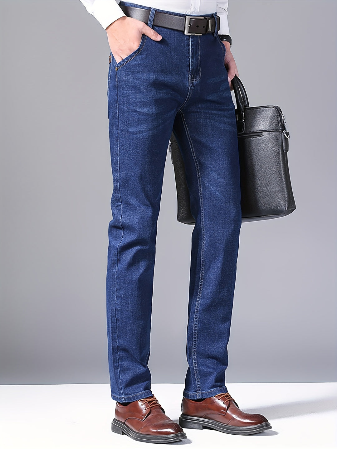 Regular Fit Jeans, Men's Casual Street Style Straight Leg Slightly Stretch Denim Pants For Spring Summer, Bottoms For Men, Gift For Men