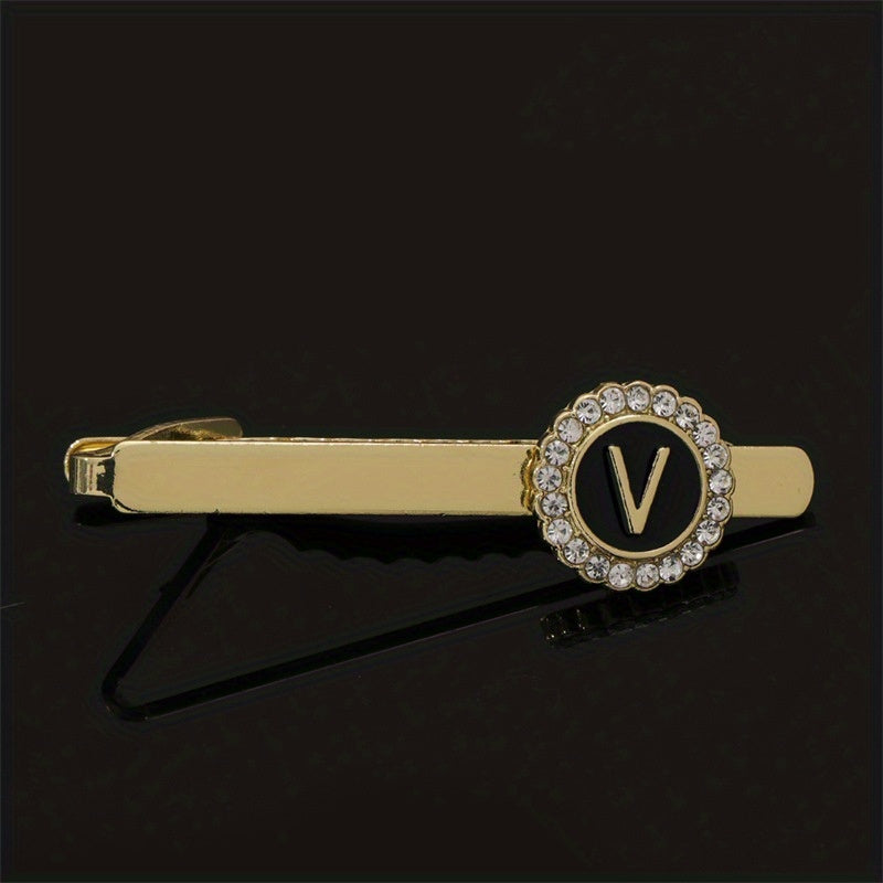 Men's Tie Clip Zirconia Initial Letter Lapel Clip Tie Clip Tie Accessories