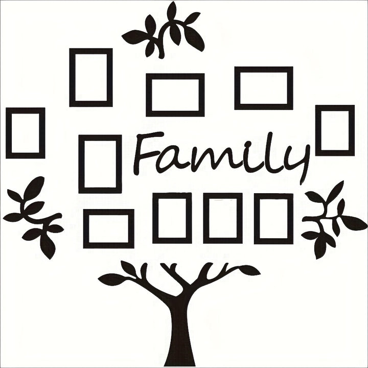 1set Family Tree Wall Decor, Acrylic 3D DIY Mirror Stickers, Picture Frame Collage Home Decorations, For Living Room Bedroom Dinning Office New House Gifts Set Large 47x47 Inch