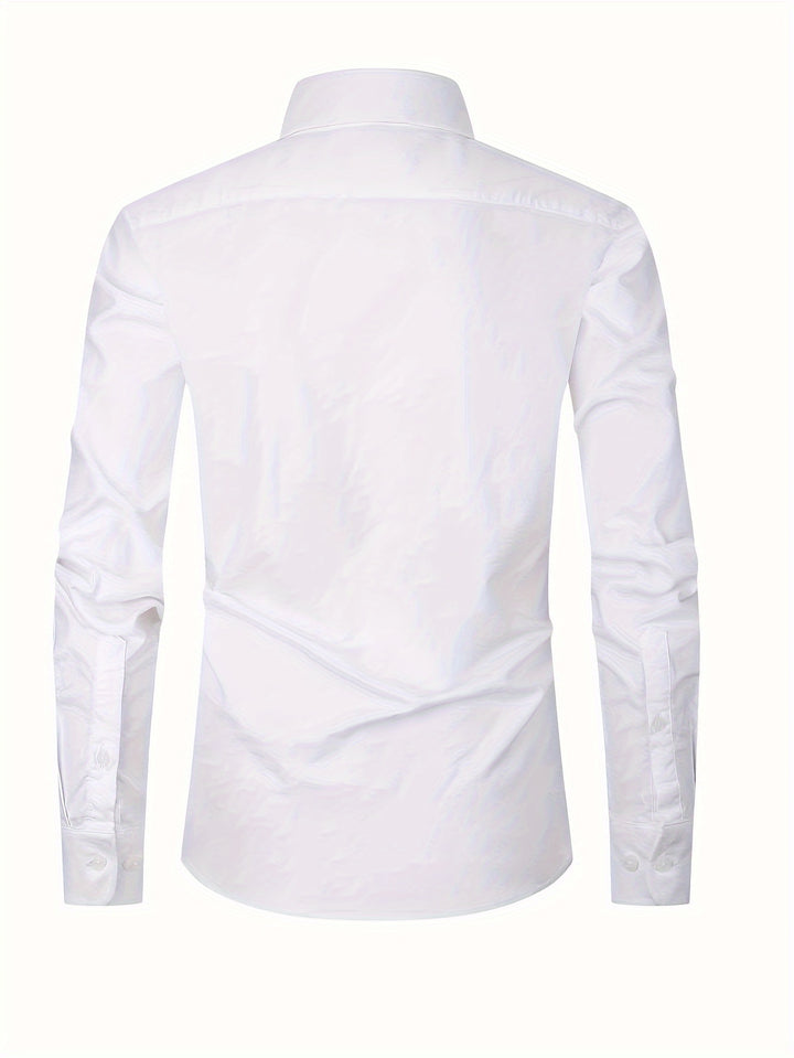 Men's Stylish Stripe Pattern Shirt, Casual Breathable Lapel Button Up Long Sleeve Shirt Top For City Walk Street Hanging Outdoor Activities