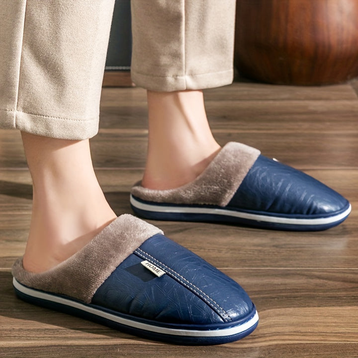 Men's Slippers Home Winter Indoor Warm Shoes Thick Bottom Plush Waterproof House Slippers Classic Men Cotton Shoes