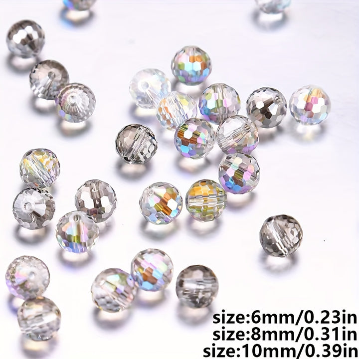 50pcs 6/8/10mm Austrian Quality 96 Faceted Beads, Explosive Flash Bouncy Ball Crystal Glass Beads Fashion For Handmade DIY Necklace Bracelet Earrings Jewelry Making Supplies