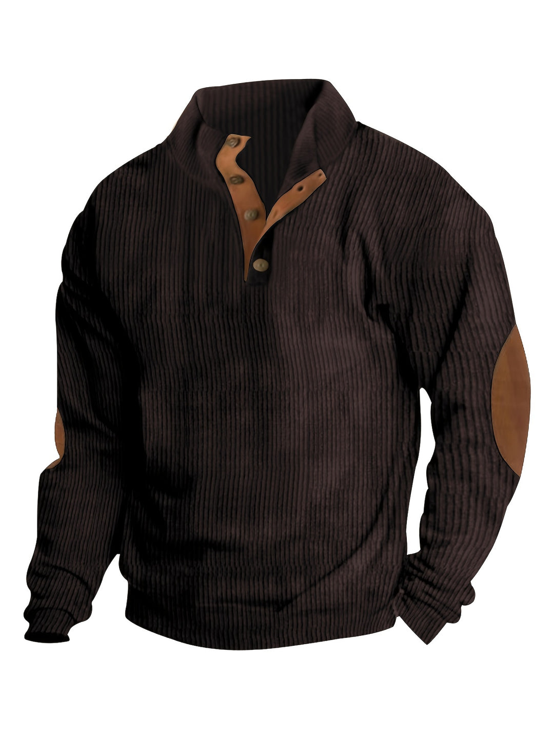Men's Retro Stand Collar Ribbed Sweatshirt For Men Solid Sweatshirts For Spring Fall Long Sleeve Tops