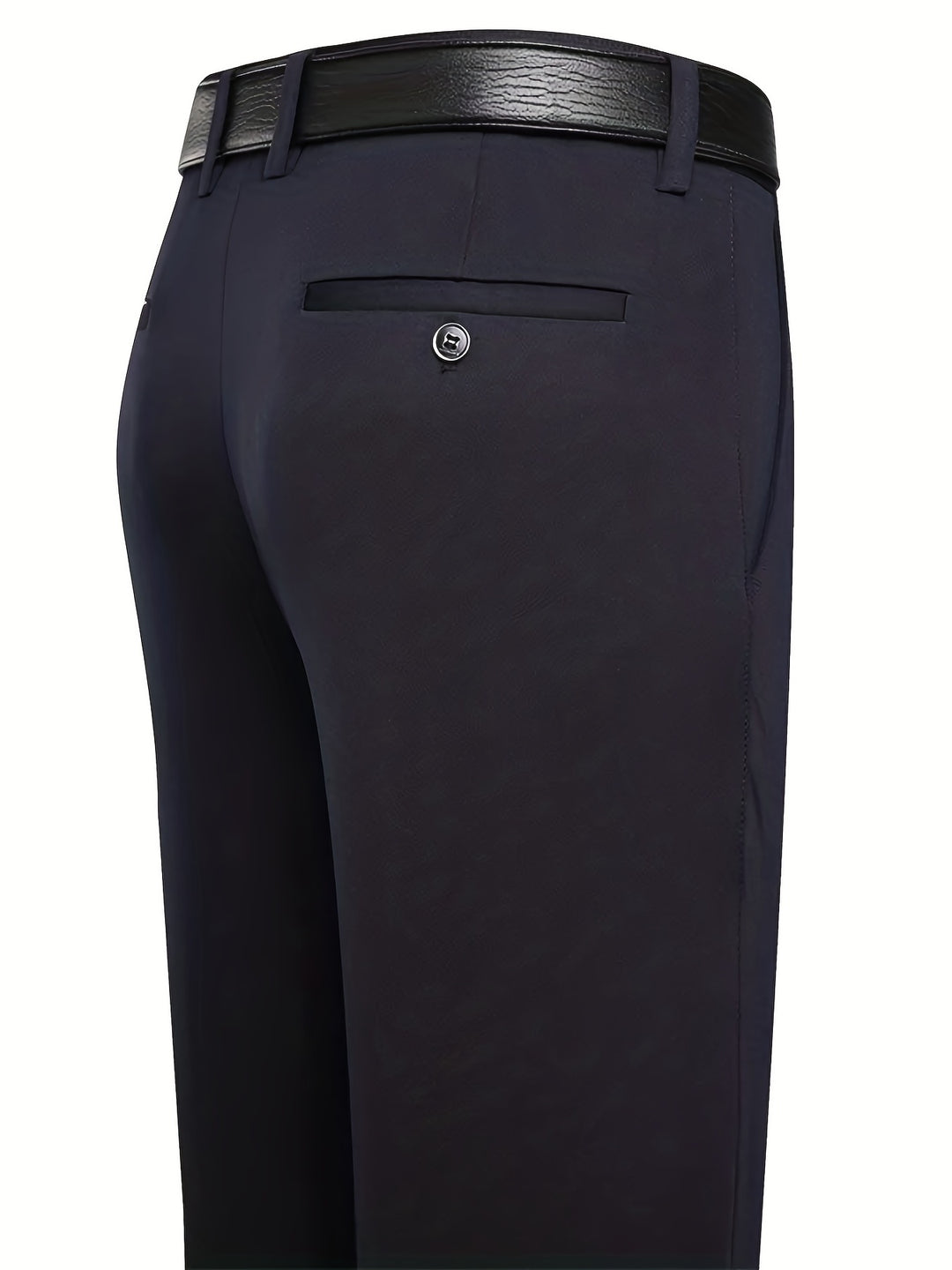 Classic Design Dress Pants, Men's Formal Solid Color Mid Stretch Dress Pants For Spring Summer Business