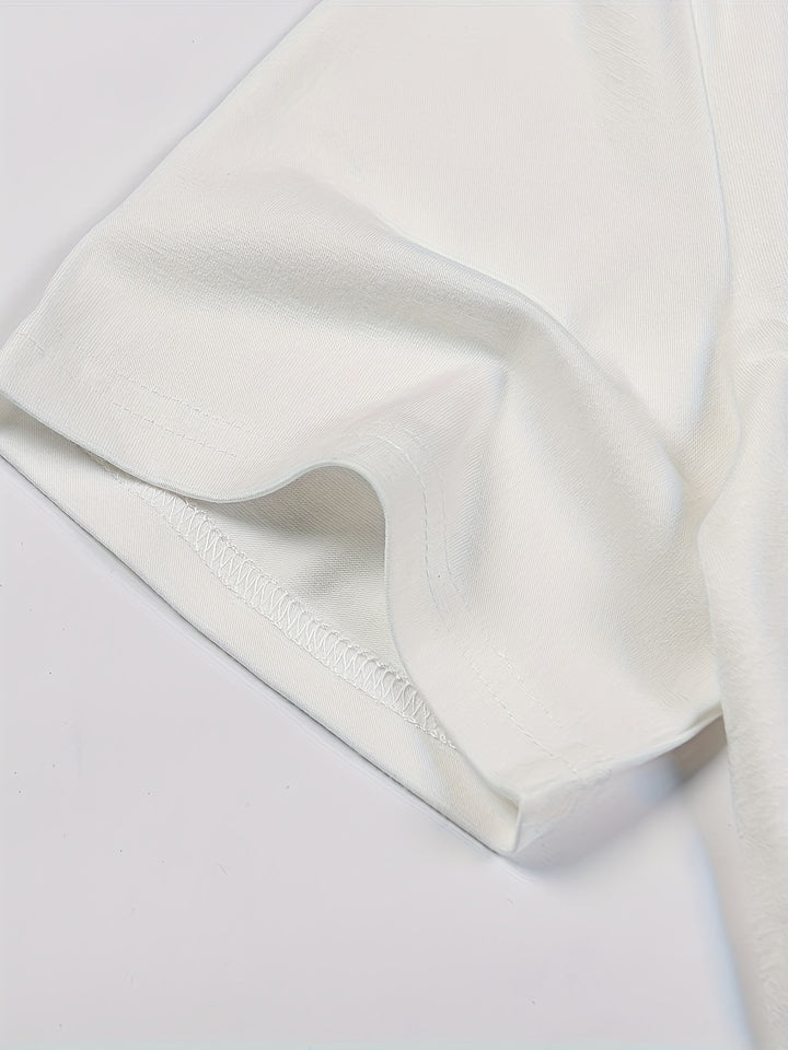 Plus Size Valentine's Day Letter Print T-shirt, Short Sleeve Crew Neck Casual Top For Summer & Spring, Women's Plus Size Clothing