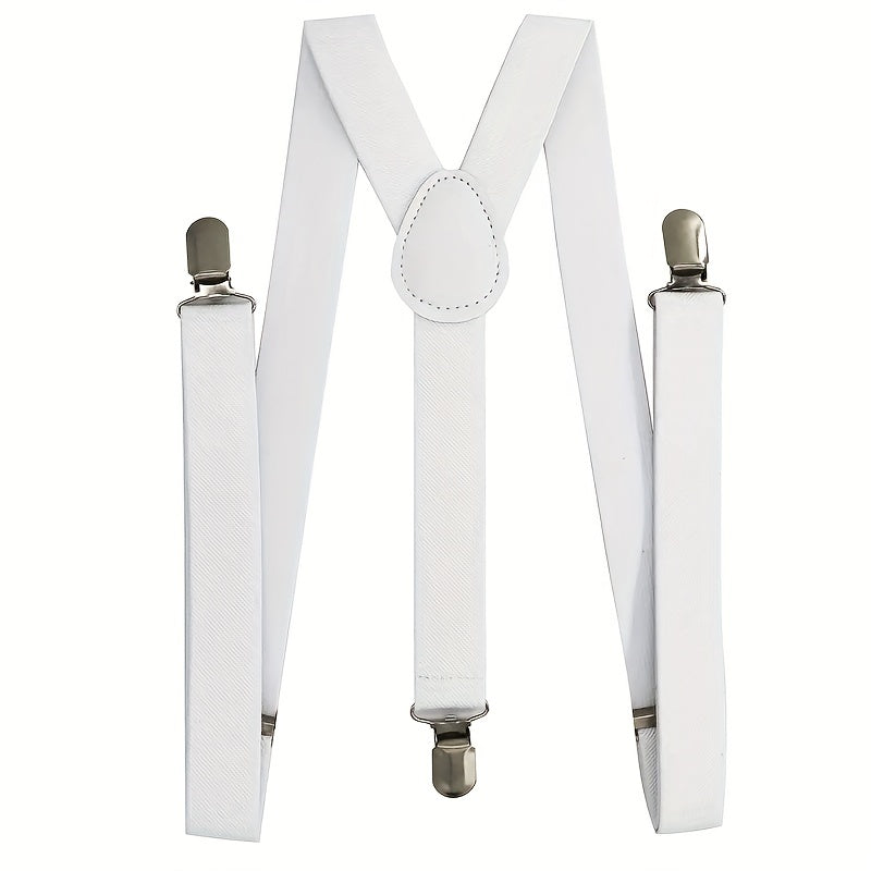 Solid Color Men's And Women's Three-clip Elastic Suspenders