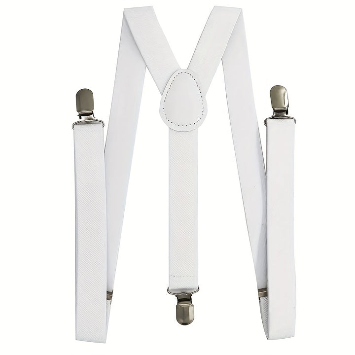 Solid Color Men's And Women's Three-clip Elastic Suspenders