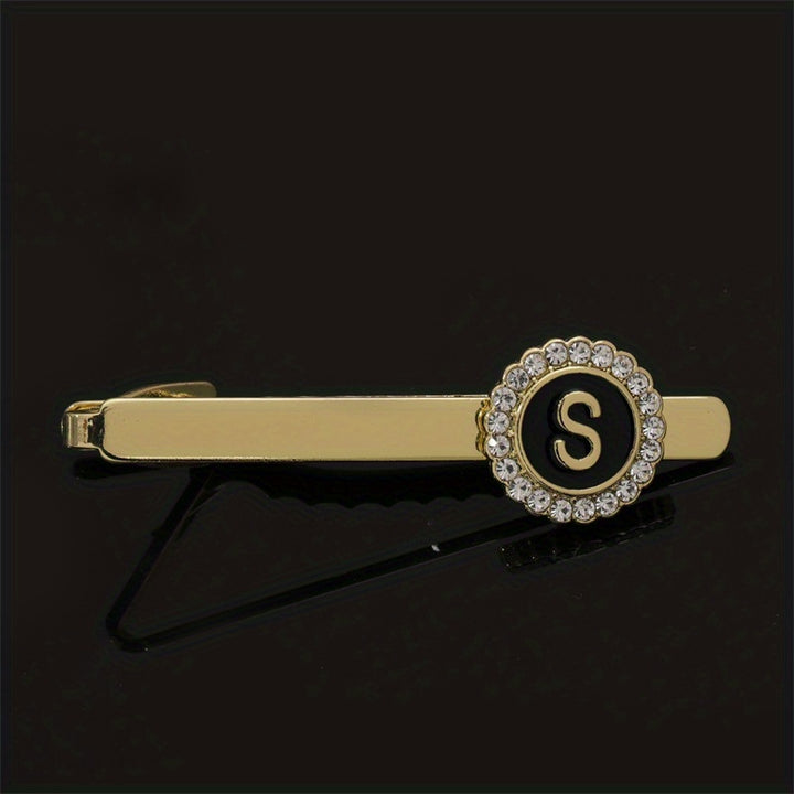 Men's Tie Clip Zirconia Initial Letter Lapel Clip Tie Clip Tie Accessories