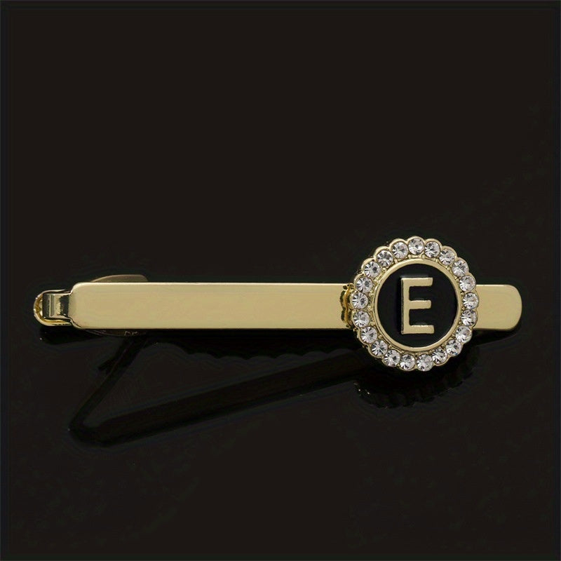 Men's Tie Clip Zirconia Initial Letter Lapel Clip Tie Clip Tie Accessories